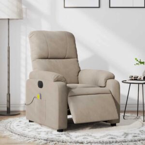 vidaXL massagestol mikrofiberstof gråbrun