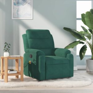 vidaXL massagestol velour mørkegrøn